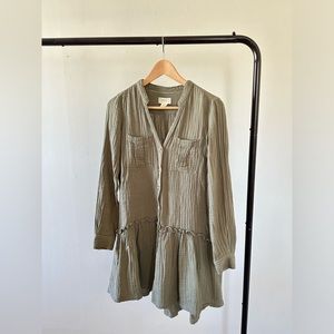 Green gauze summer dress